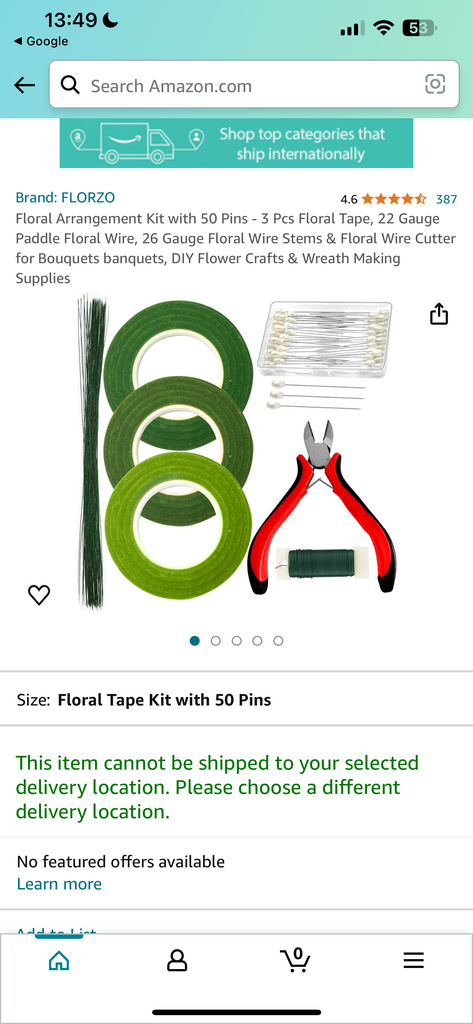 Bộ dụng cụ cắm hoa FLORZO - 3 băng dính hoa, dây hoa dạng dẹt 22, thân dây hoa 26 & kìm cắt dây - Ảnh 3