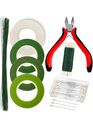 Bộ dụng cụ cắm hoa FLORZO - 3 băng dính hoa, dây hoa dạng dẹt 22, thân dây hoa 26 & kìm cắt dây