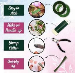 Bộ dụng cụ cắm hoa FLORZO - 3 băng dính hoa, dây hoa dạng dẹt 22, thân dây hoa…