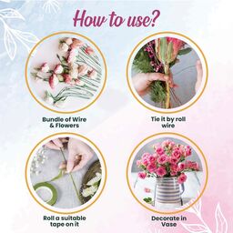 Bộ dụng cụ cắm hoa FLORZO - 3 băng dính hoa, dây hoa dạng dẹt 22, thân dây hoa…