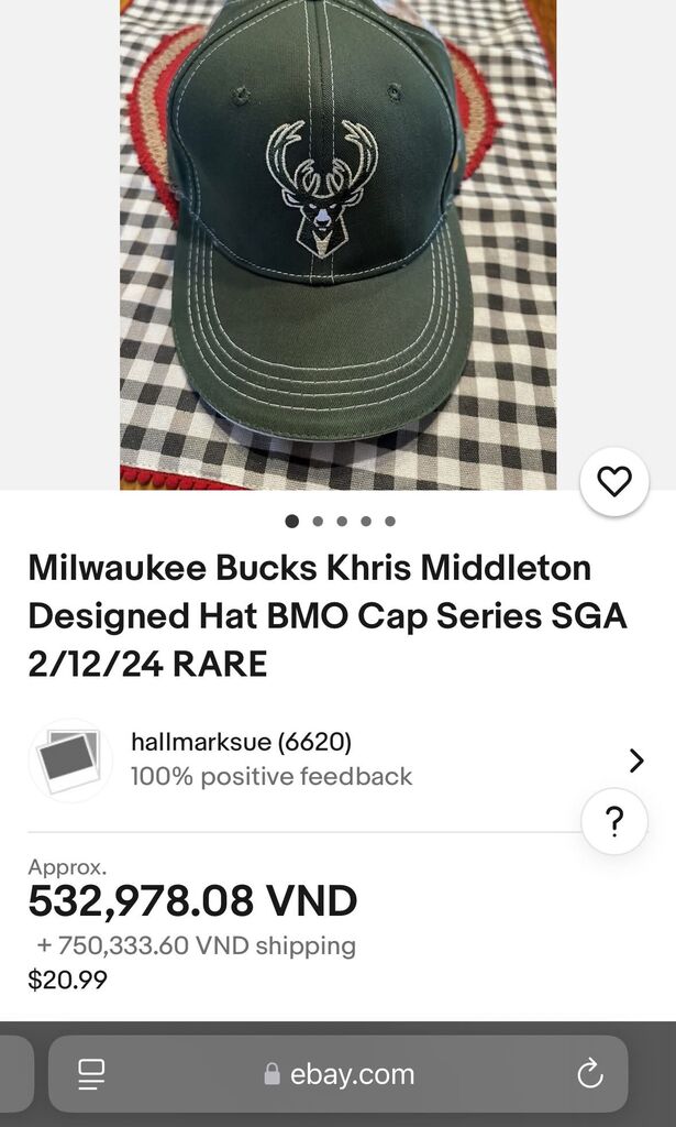 Mũ lưỡi trai Milwaukee Bucks Khris Middleton BMO Cap Series  - Ảnh 3