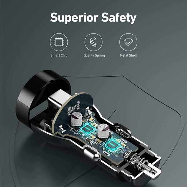 Tẩu sạc nhanh 48W cho xe hơi hãng AUKEY CC-Y48 , sạc oto ô tô vỏ kim loại, nhỏ gọn - Ảnh 4