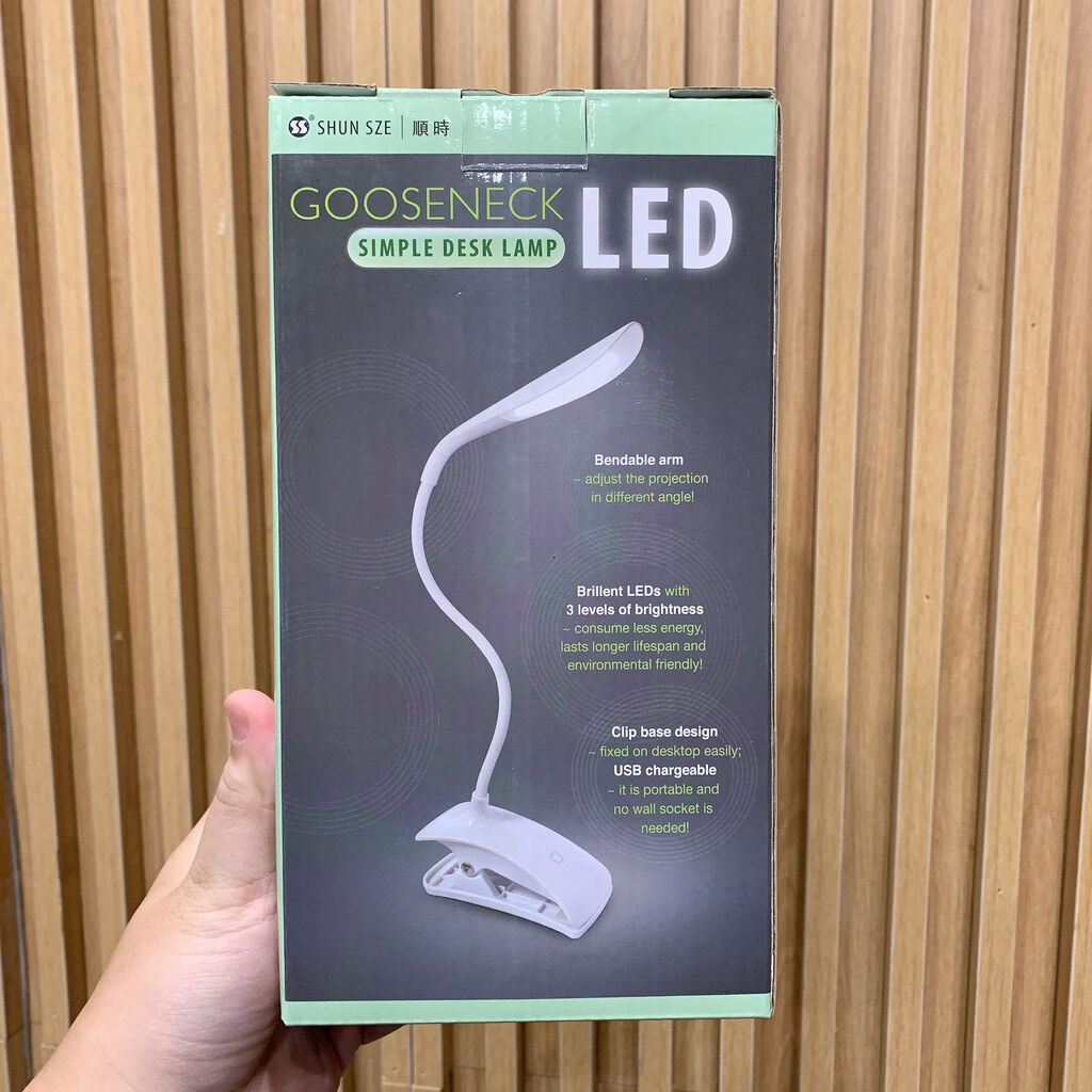 Đèn LED kẹp bàn đọc sách GOOSENECK SSL-909-WT ( cáp sạc bị ố vàng)