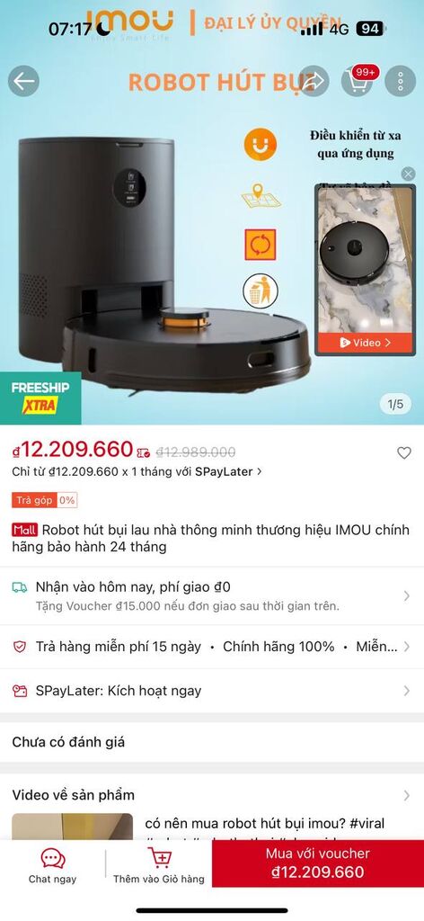 Robot hút bụi+lau nhà IMOU RV-L11-A, lực hút 2700Pa, tự đổ rác, bản Q.Tế, kèm đổi nguồn 110v - Ảnh 9