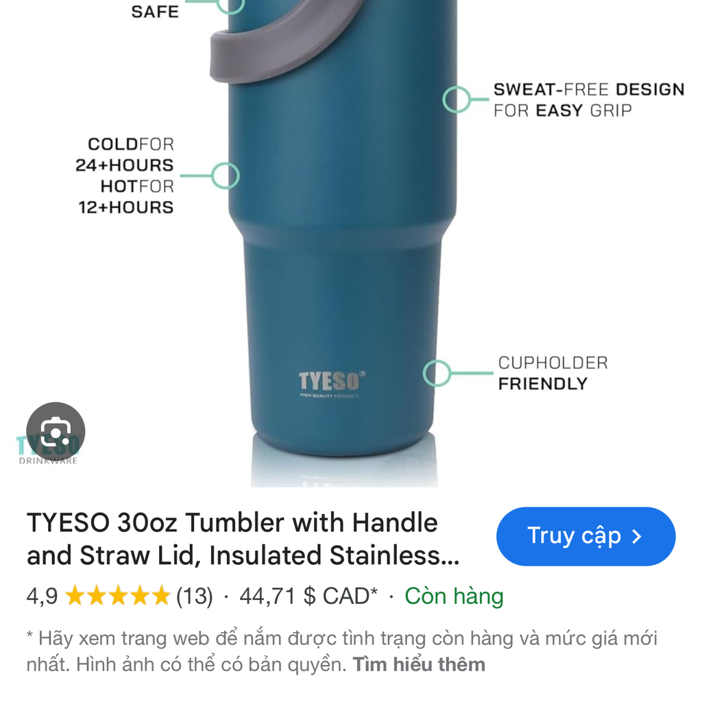 Ly giữ nhiệt TYESO có 4 dung tích 600ml / 750ml / 900ml /1200ml ( chính hãng ) - Ảnh 3