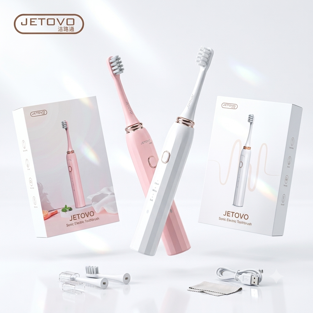 Bàn chải điện Sonic Electric Toothbrush JETOVO - kèm 2 đầu bàn chải