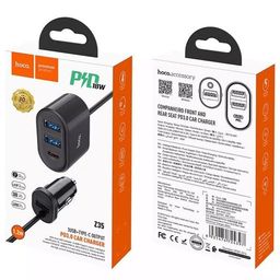 Tẩu Sạc Điện Thoại Trên Xe Hơi kèm đầu sạc phụ nối dài Hoco Z35 PD&QC 3.0