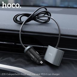 Tẩu Sạc Điện Thoại Trên Xe Hơi kèm đầu sạc phụ nối dài Hoco Z35 PD&QC 3.0