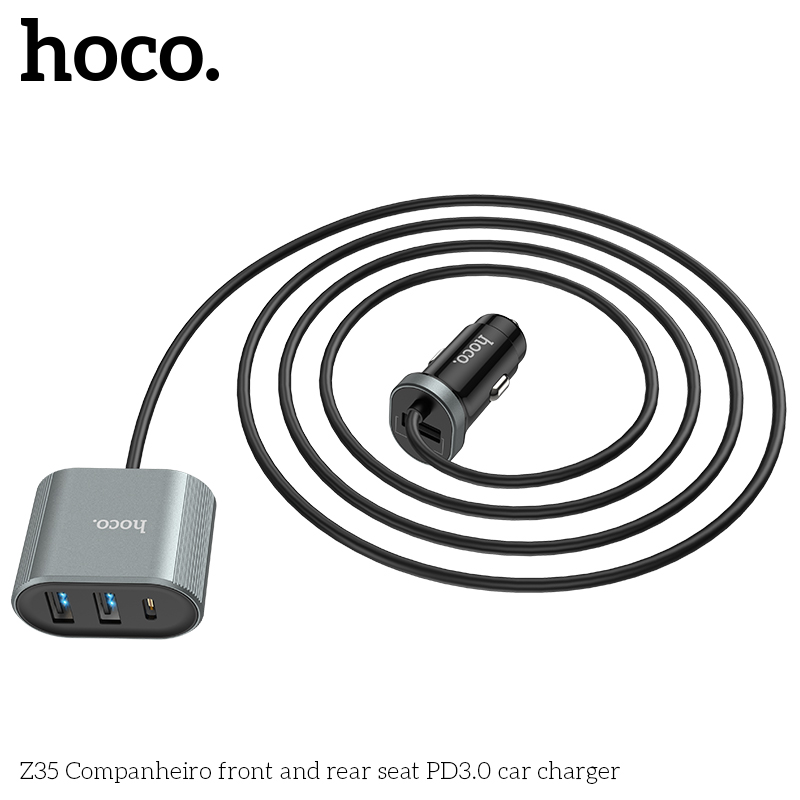 Tẩu Sạc Điện Thoại Trên Xe Hơi kèm đầu sạc phụ nối dài Hoco Z35 PD&QC 3.0 - Ảnh 5