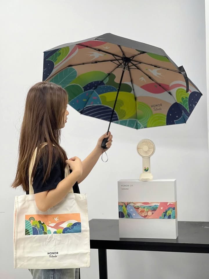 Bộ hộp quà tặng Honor HUAWEI - Ô dù , Túi vải , Quạt điện cầm tay - Ảnh 2