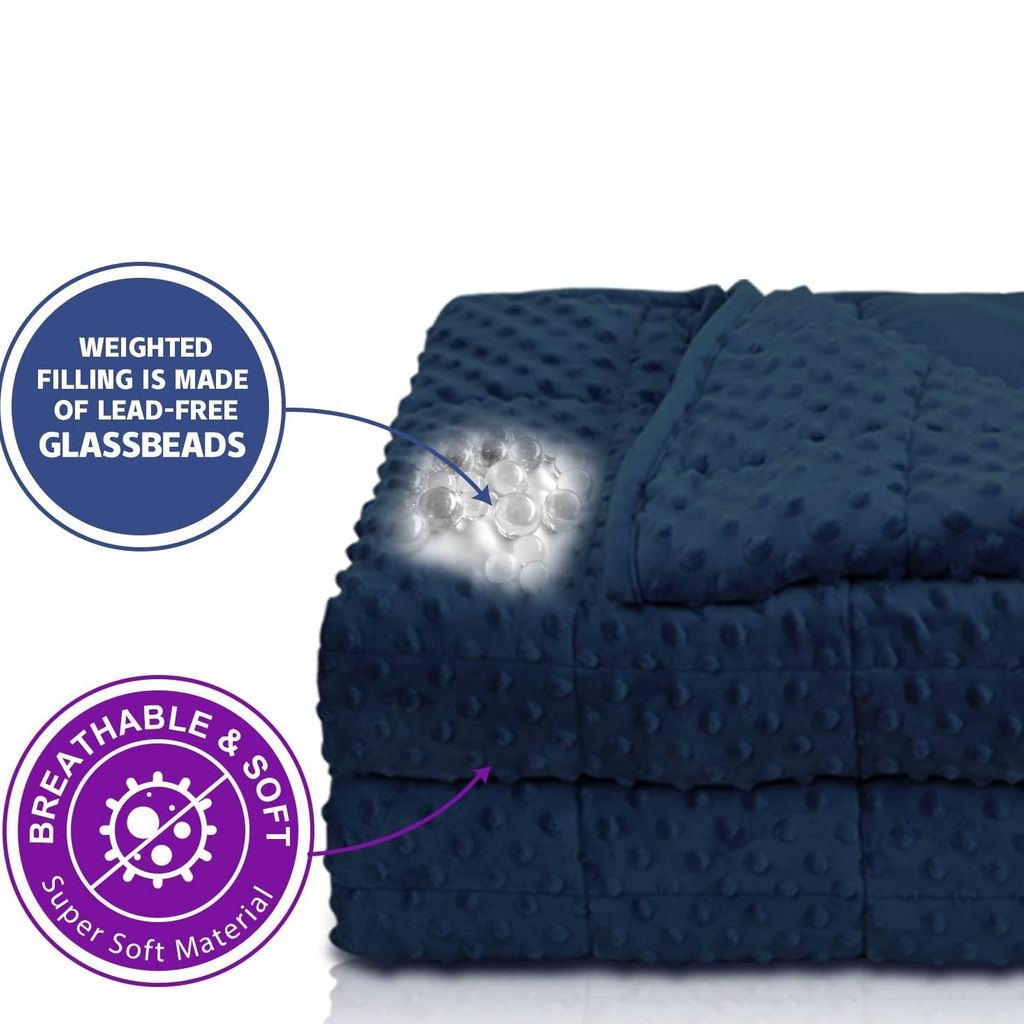 Chăn trọng lực đơn Bedsure (Canada),vỏ nhung, ruột chăn rời, mã X002HYM9RP, KT 104x152cm nặng 4.6kg - Ảnh 4