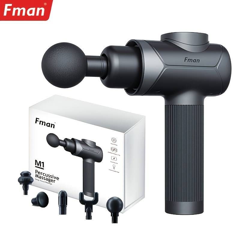 Súng massage cầm tay Fman M1, máy Massage 5 đầu, cổng sạc Type-C 