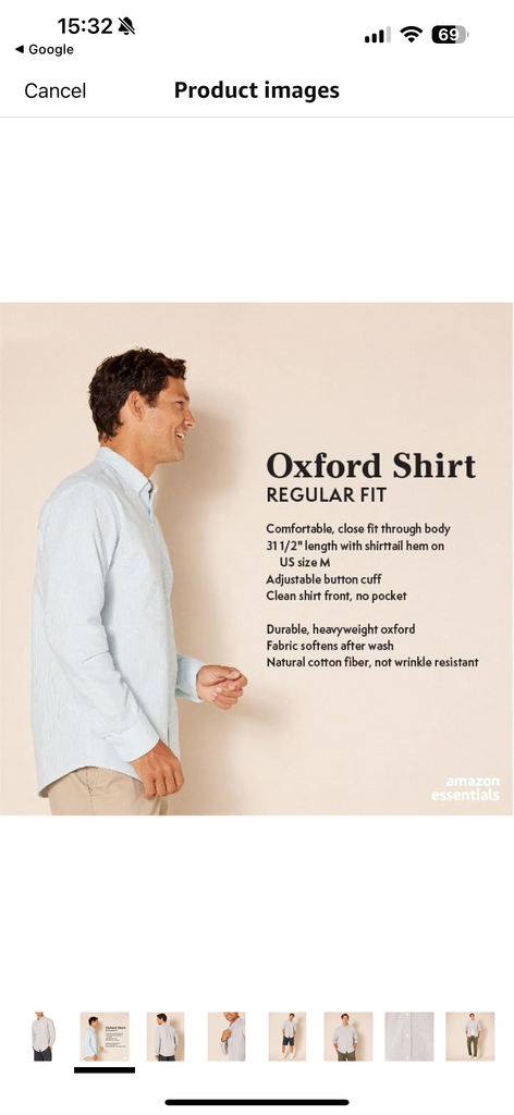 Áo sơ mi Nam Amazon Essentials màu ghi -Size  L Mỹ ( XL việt nam) B07752L43G  - Ảnh 3