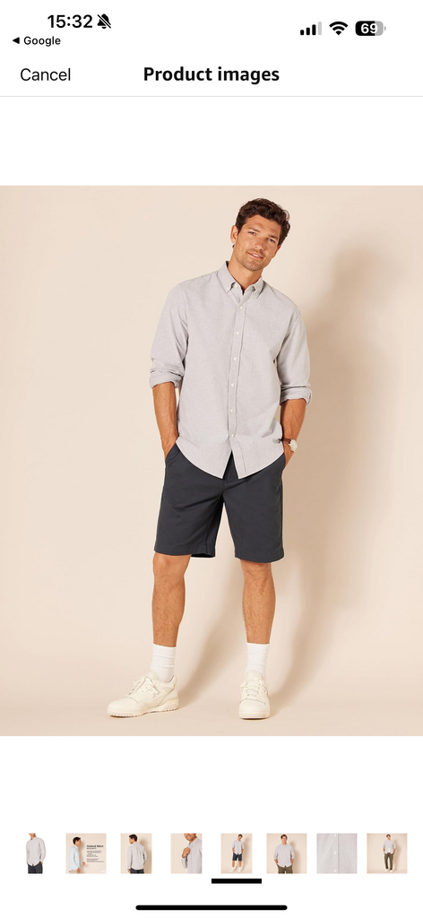 Áo sơ mi Nam Amazon Essentials màu ghi -Size  L Mỹ ( XL việt nam) B07752L43G