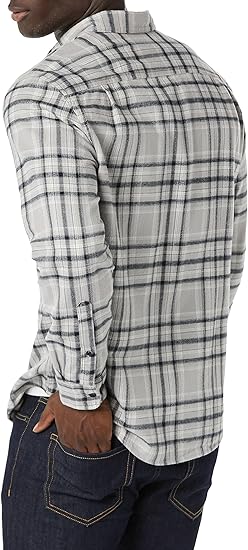 Áo sơ mi Nam Essentials nỉ dài tay Amazon - size S Mỹ (L Việt Nam) màu Gray/ Black -B08X58QQK2  - Ảnh 2