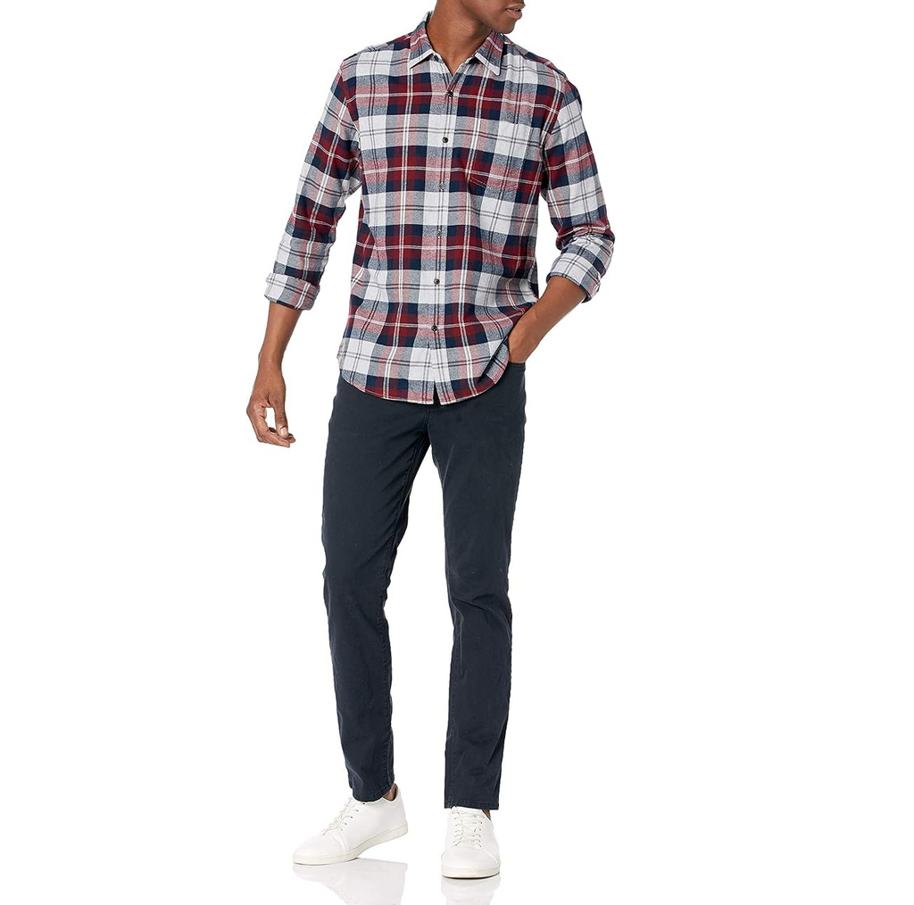 Áo sơ mi kẻ dài tay Nam Amazon Essentials - B0866F6YMN - size S mỹ - L Việt Nam  - Ảnh 3