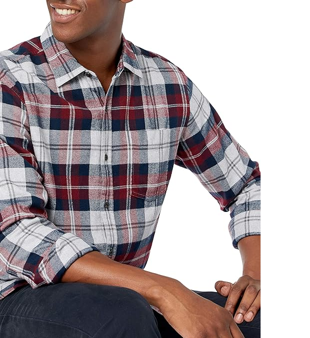 Áo sơ mi kẻ dài tay Nam Amazon Essentials - B0866F6YMN - size S mỹ - L Việt Nam  - Ảnh 4