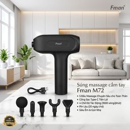Súng massage cầm tay Fman M72, máy Massage 5 đầu, cổng sạc Type-C, có hộp đựng