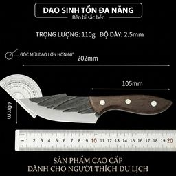 Dao thái, chặt đa năng, siêu sắc, cán gỗ tự nhiên. Phù hợp cắm trại, camping