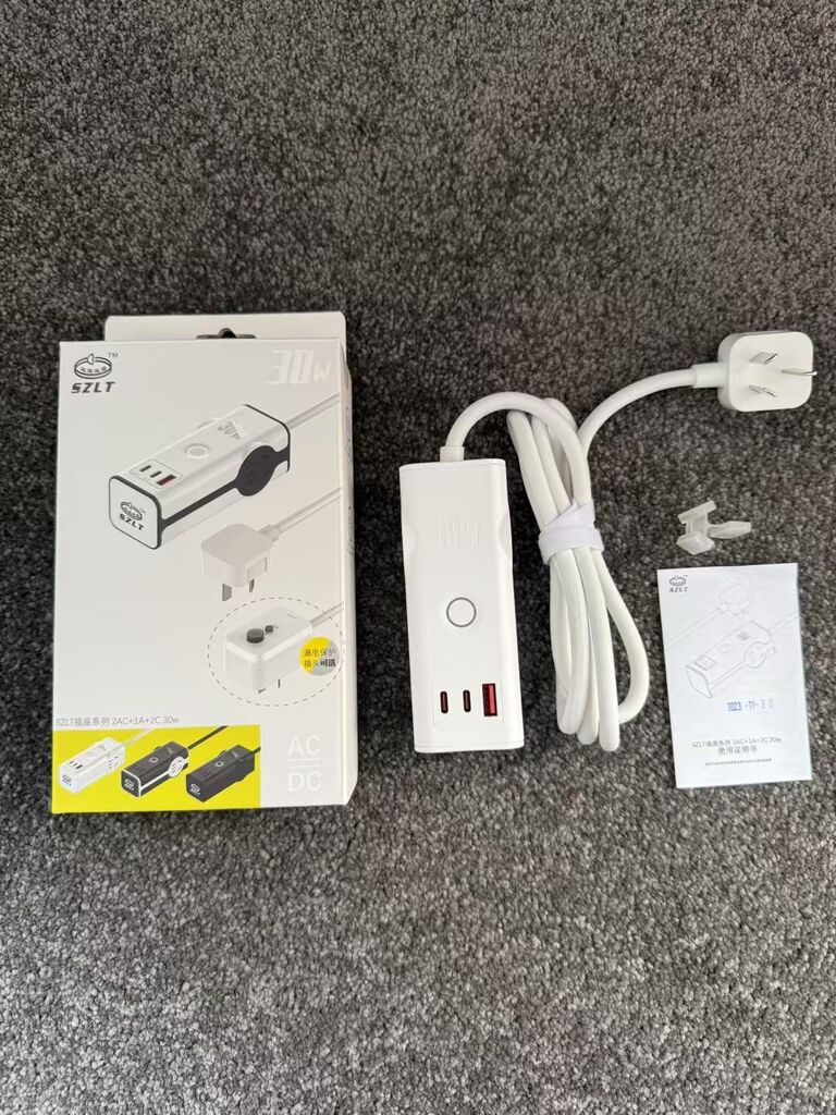 Ổ điện sạc đa năng SZLT, 2 cổng 220v + 2 Cổng C 30W + USB-A Power Strip