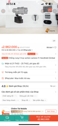 Chống rung 3 trục action camera Xiaomi Yi Handheld Gimbal - dùng được với Gopro
