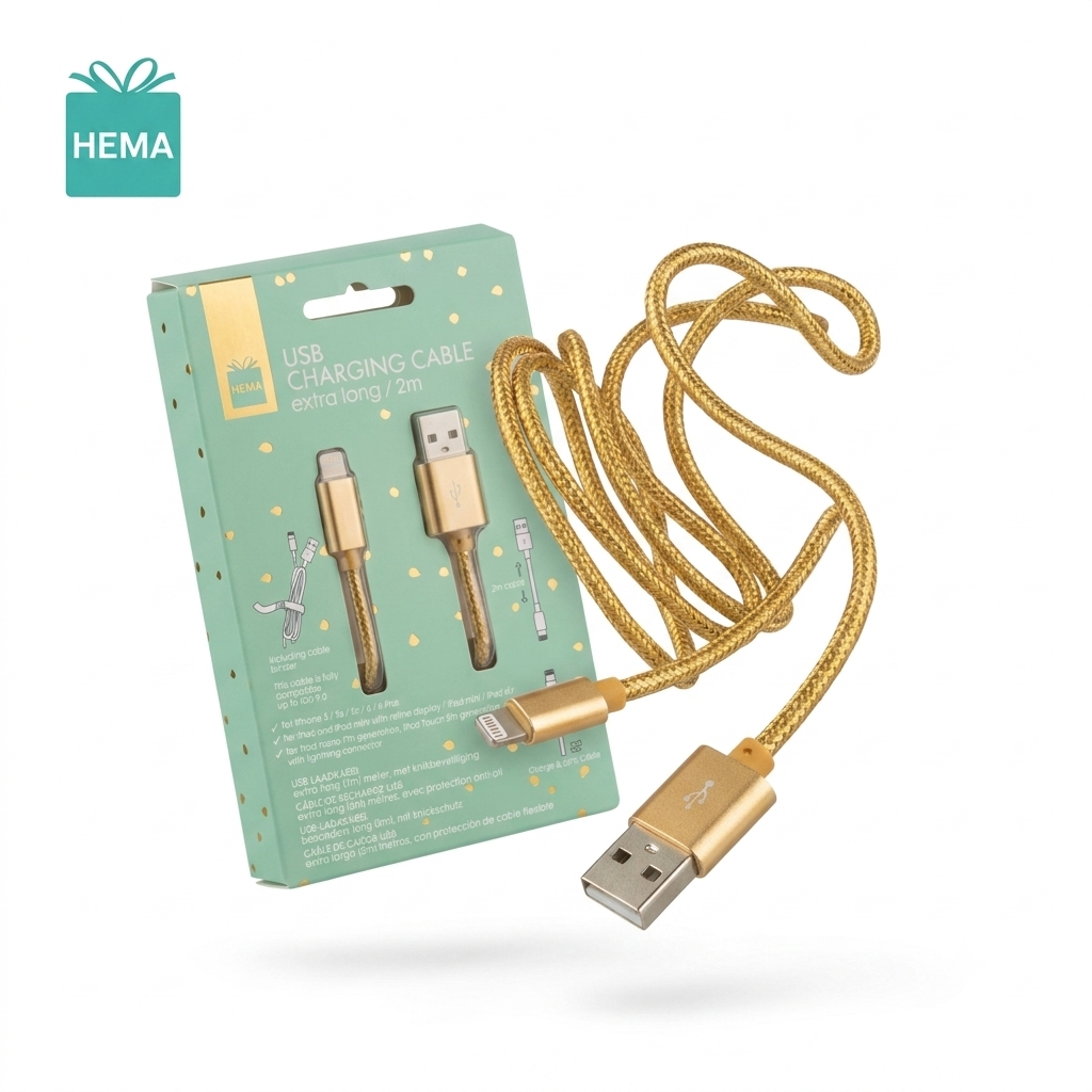 Cáp sạc iPhone hãng HEMA dài 2M chính hãng Cáp sạc iPhone hãng HEMA dài 2M - Thiết kế ngoại quan thực tế chính hãng tại Hiếu Tạp Hóa