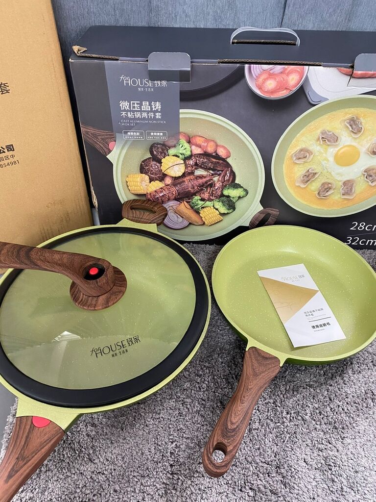 Bộ Chảo Chống Dính hãng ForHouse, có nắp kính, cỡ 28cm & 32cm, an toàn, ko chứa PFOA - Ảnh 2