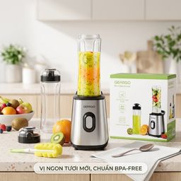 Máy xay sinh tố đa năng GEARGO Mini Standmixer GJ201, lưỡi thép 304, an toàn - ko chứa BPA