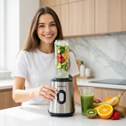 Máy xay sinh tố đa năng GEARGO Mini Standmixer GJ201, lưỡi thép 304, an toàn -…