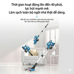 Máy hút bụi không dây POODA W1 Pro, thân nhôm, lõi lọc rửa được