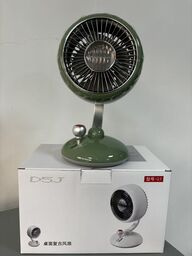 Quạt bàn tích điện D5J phong cách Retro cổ điển, tích hợp đèn, có túp năng xoay