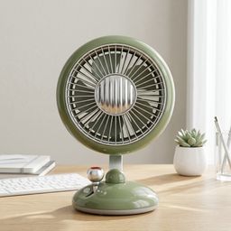 Quạt bàn tích điện D5J phong cách Retro cổ điển, tích hợp đèn, có túp năng xoay
