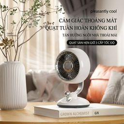 Quạt bàn tích điện D5J phong cách Retro cổ điển, tích hợp đèn, có túp năng xoay
