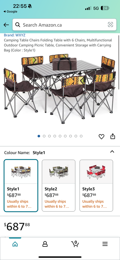 Bộ Bàn Ghế Dã Ngoại Gấp Gọn 6 Ghế ( hàng Amazon Mỹ ) - Ảnh 2