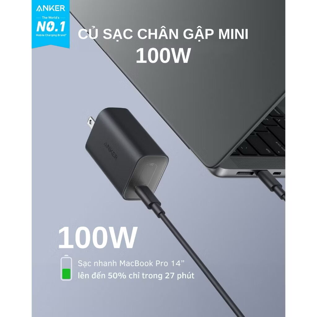 Củ sạc nhanh Nano 100W ANKER A2679 (ko hộp, ko kèm cáp) - Ảnh 3