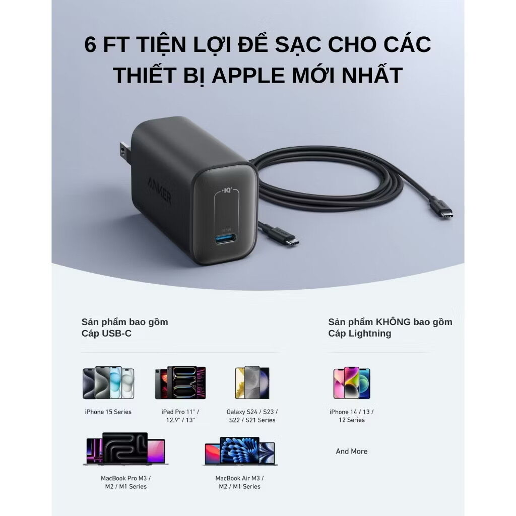 Củ sạc nhanh Nano 100W ANKER A2679 (ko hộp, ko kèm cáp) - Ảnh 7
