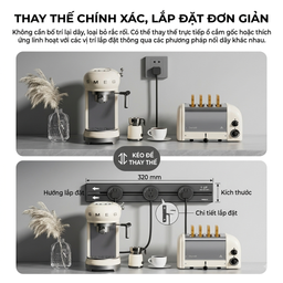 Ổ điện ray gắn tường công suất cao 8000W hãng TESSAN , dài 60cm, với 3 ổ cắm d…