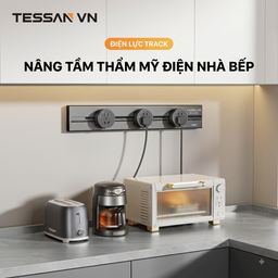 Ổ điện ray gắn tường công suất cao 8000W hãng TESSAN , dài 60cm, với 3 ổ cắm d…