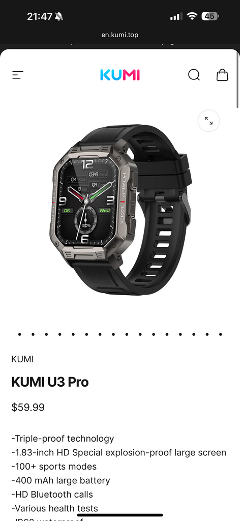 Đồng hồ thông minh KUMI U3 Pro, nghe gọi đt, đọc tin nhắn, chống nước, đo nhịp tim - Ảnh 3