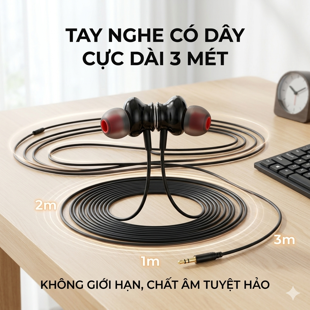 Tai nghe cho PC ( máy tính ) Dài 3 mét