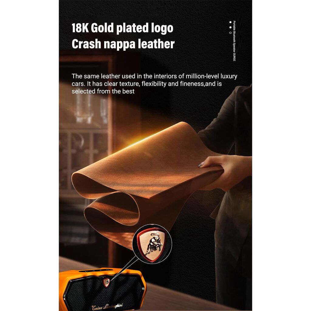 Loa Bluetooth Torino Lamborghini TL89 – Da Nappa, Logo mạ vàng 18K, có TWS, CS 20W - Ảnh 4