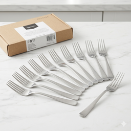 Bộ 12 dĩa inox Amazon Basics ( Mỹ ) B0736S97B5, an toàn sức khoẻ, dầy dặn, dùn…