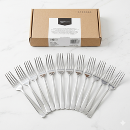 Bộ 12 dĩa inox Amazon Basics ( Mỹ ) B0736S97B5, an toàn sức khoẻ, dầy dặn, dùng được máy rửa bát