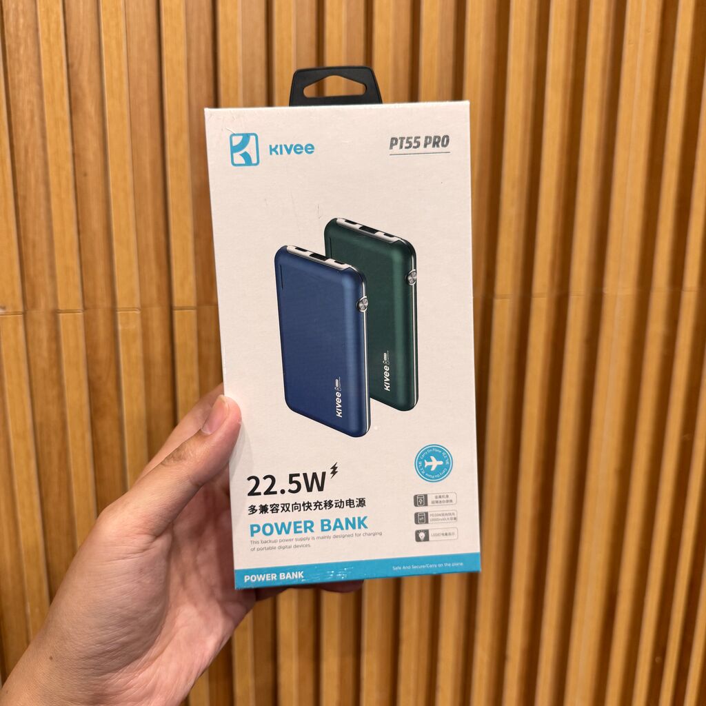 Pin dự phòng 10.000mAh KIVEE - PT55 PRO, sạc nhanh 20W vỏ nhôm siêu mỏng