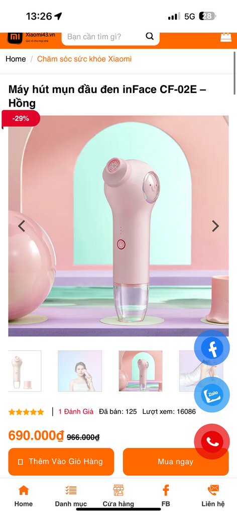 Máy hút mụn đầu đen XIAOMI inFace CF-02E