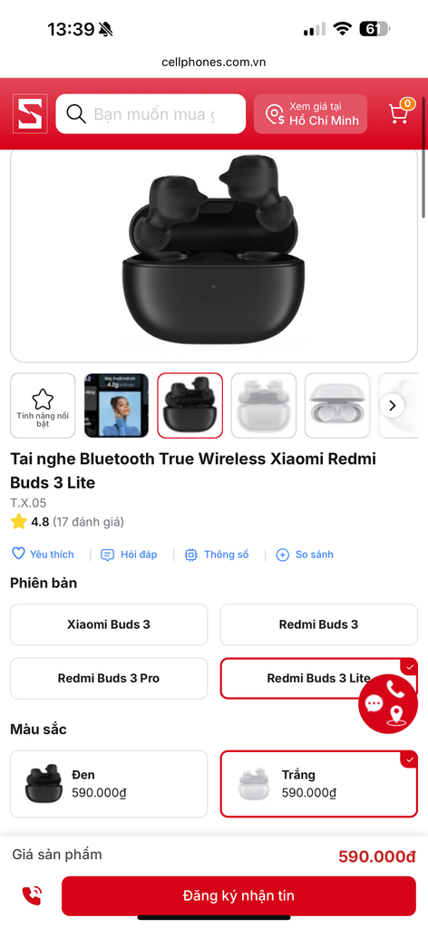 Tai nghe Bluetooth True Wireless Xiaomi Redmi Buds 3 Lite  - Ảnh 2