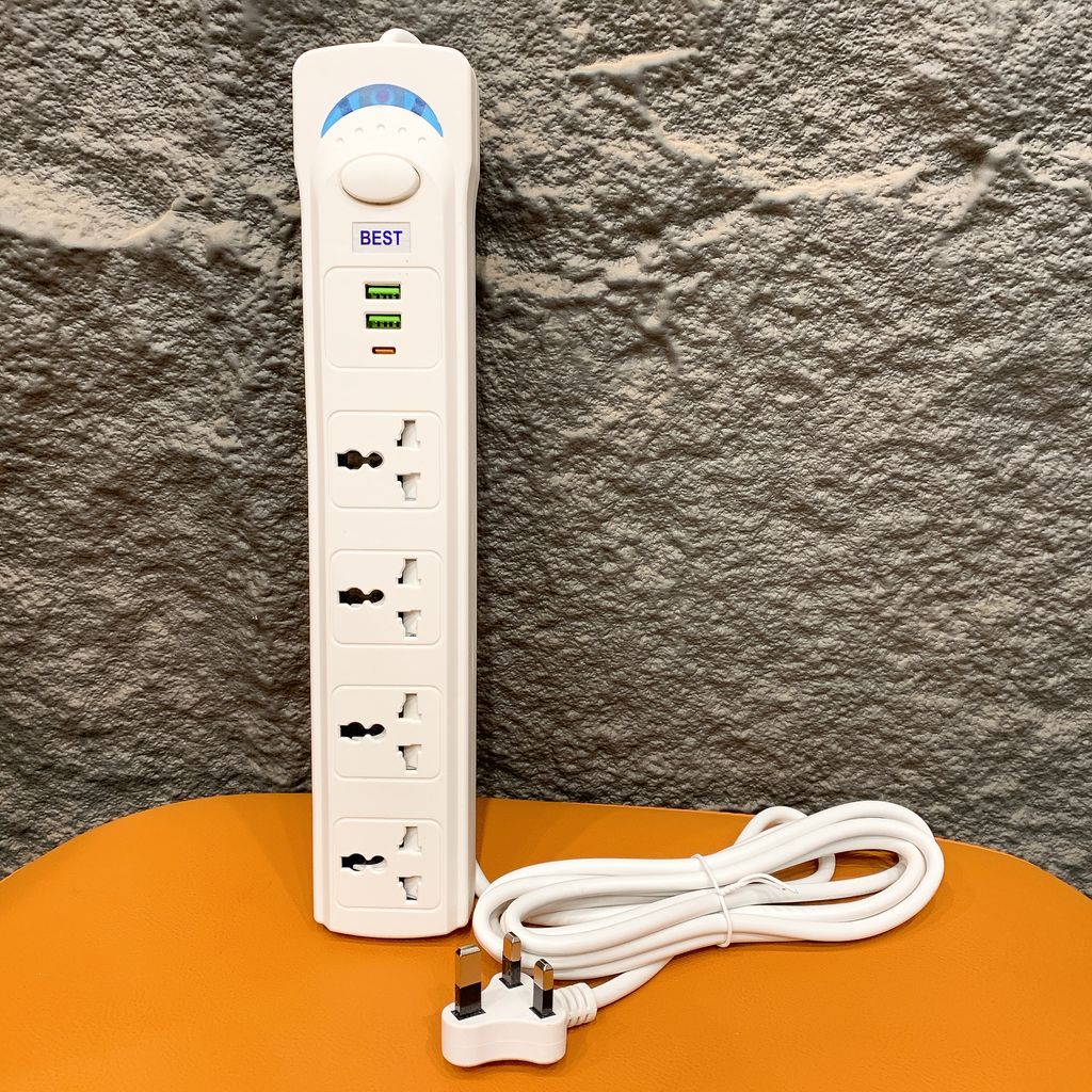 Ổ điện đa năng BEST 1700W, dây 3M , 1 Type C + 2 USB A + 4 AC - Ảnh 3