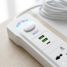 Ổ điện đa năng BEST 1700W, dây 3M , 1 Type C + 2 USB A + 4 AC