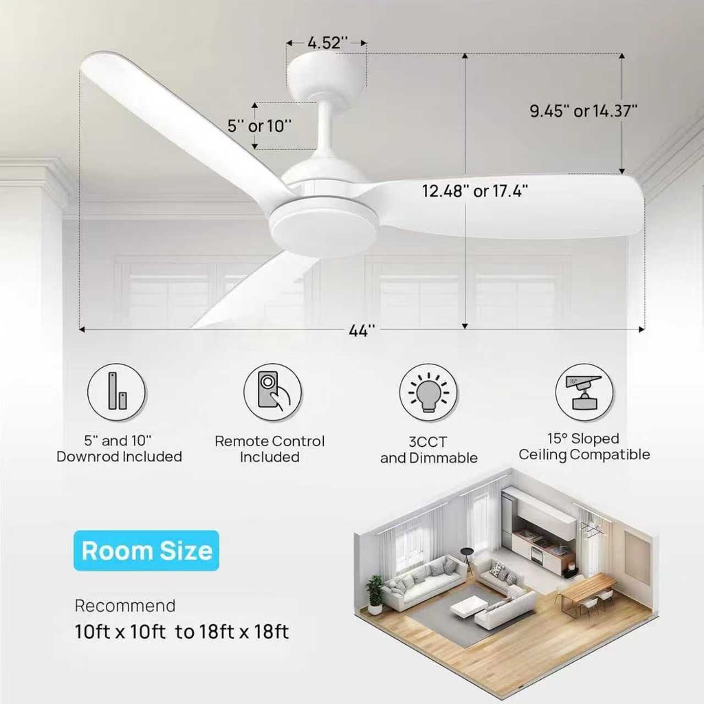 Quạt trần ConscioT Sovia, gió đảo chiều, đèn led, có remote ( hàng Amazon Mỹ ) - Ảnh 4