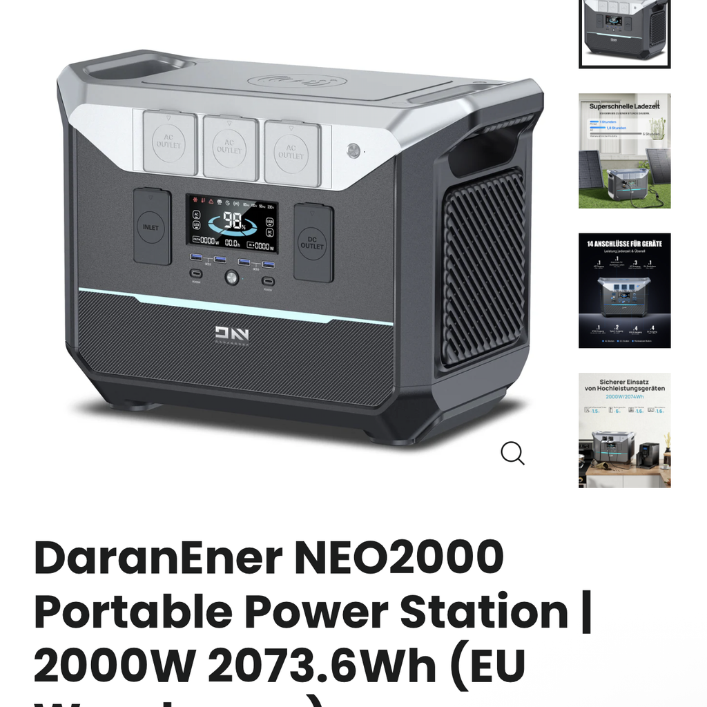 Trạm sạc DaranEner NEO 2000 - 2073.6Wh (thương hiệu Đức) 648.000mAh - Ảnh 2